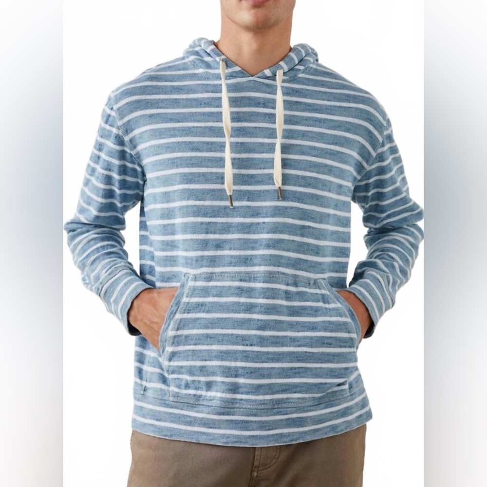 Rails Mammoth Hoodie In Brenton Stripe Navy Blue size XL 100% Cotton Pullover